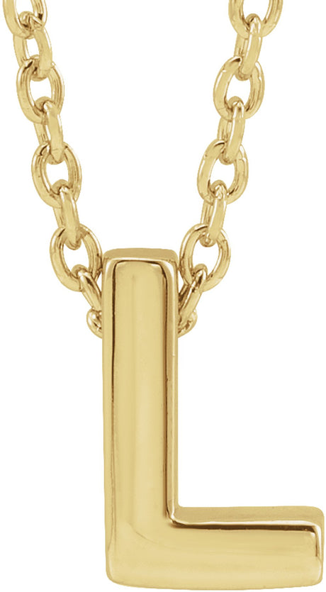14K Yellow Gold Initial L 16-18" Necklace