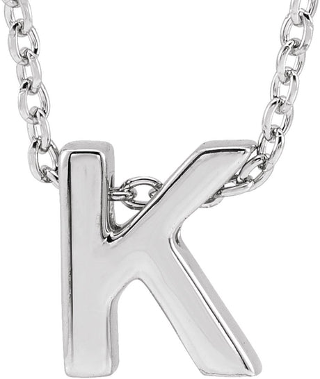 14K White Gold Initial K 16-18" Necklace