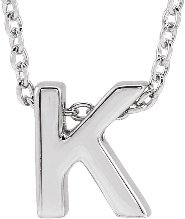 14K White Gold Initial K 16-18" Necklace