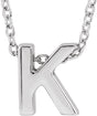 14K White Gold Initial K 16-18" Necklace