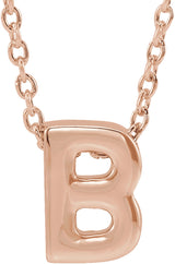 14K Rose Initial B Slide Pendant 16-18" Necklace 