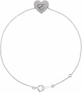 Sterling Silver Engravable Heart 7-8" Bracelet