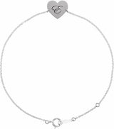 14K White Engravable Heart 7-8" Bracelet