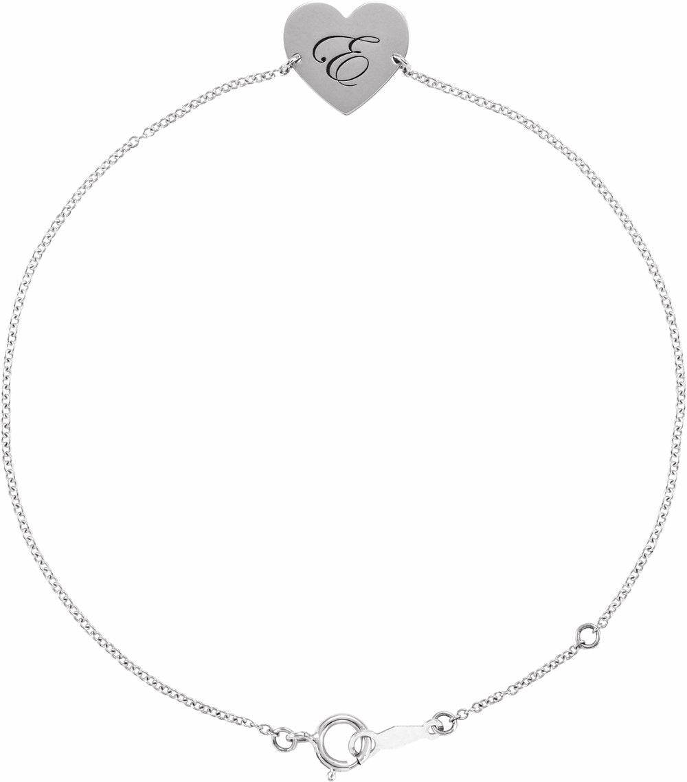 Sterling Silver Engravable Heart 7-8" Bracelet