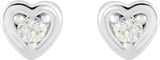 14K White .03 CTW Natural Diamond Youth Heart Earrings
