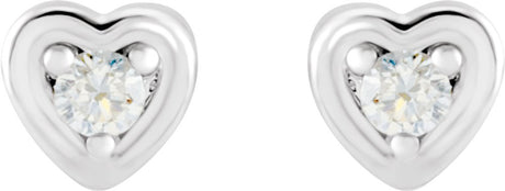 14K White .03 CTW Natural Diamond Youth Heart Earrings