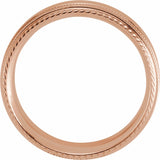 14K Rose 6 mm Milgrain Rope Stepped-Edge Comfort-Fit Band Size 6