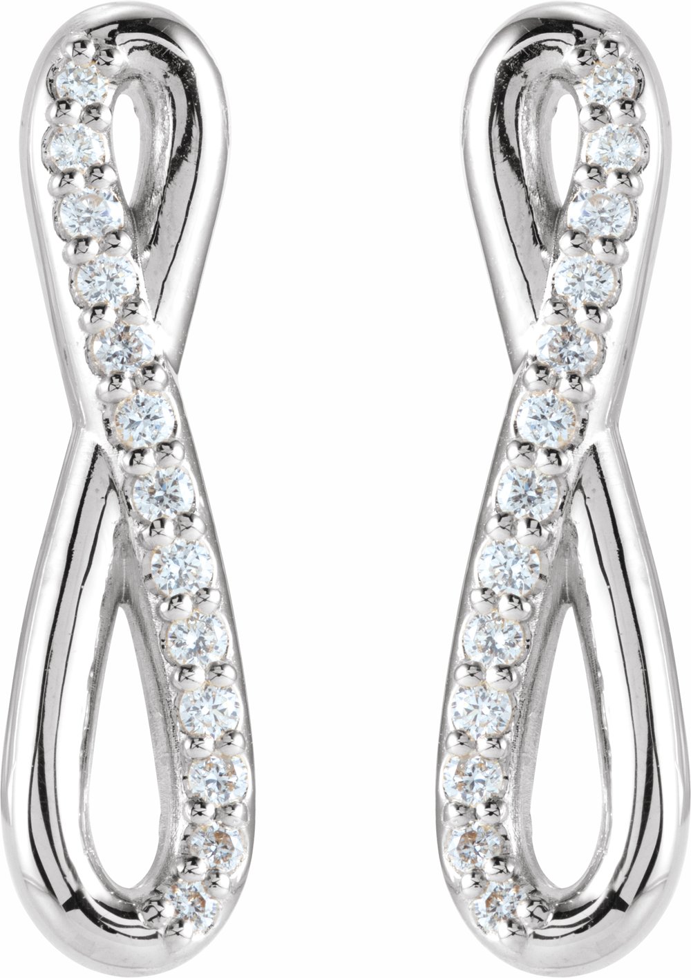 14K White 1/8 CTW Natural Diamond Infinity-Inspired Earrings