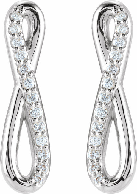 14K White 1/8 CTW Natural Diamond Infinity-Inspired Earrings