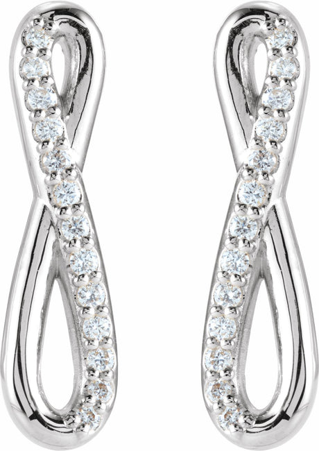 14K White 1/8 CTW Natural Diamond Infinity-Inspired Earrings
