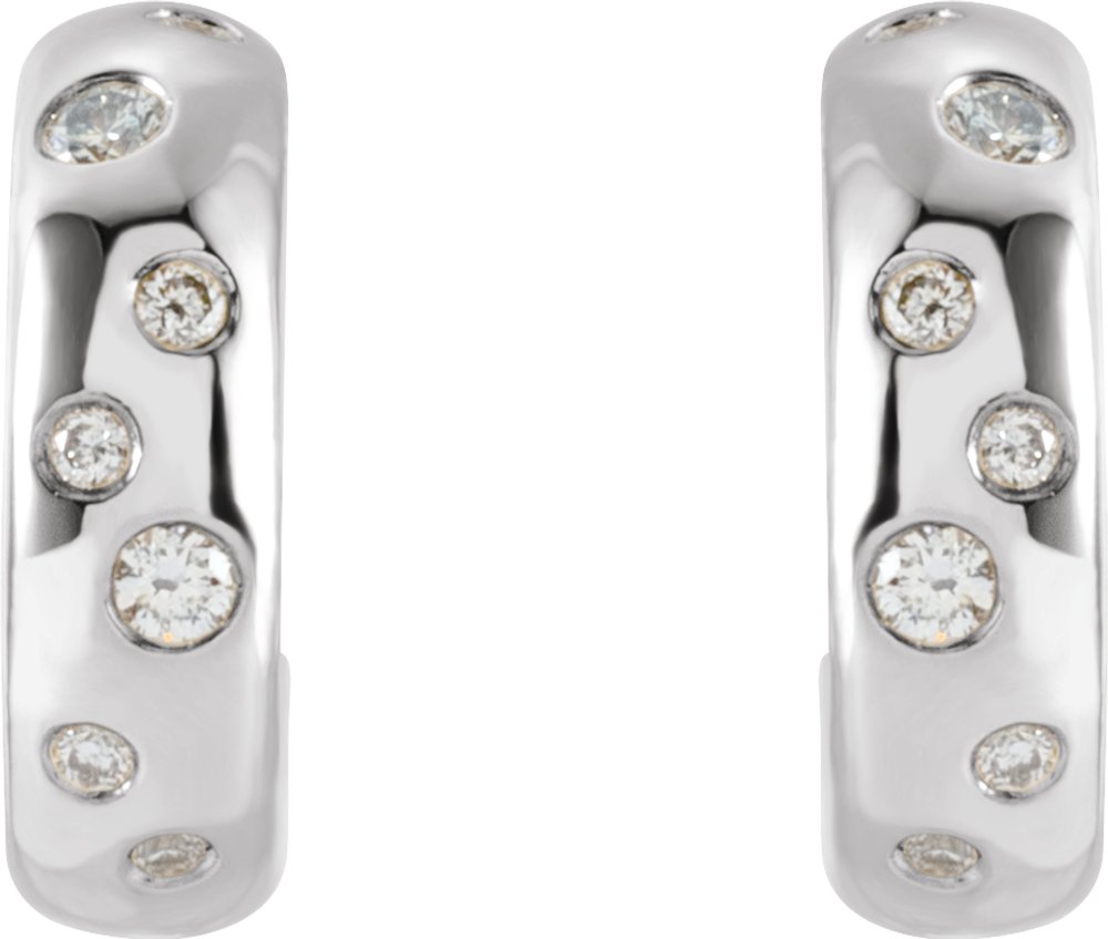 14K White 1/10 CTW Natural Diamond Hoop Earrings