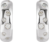 14K White 1/10 CTW Natural Diamond Hoop Earrings