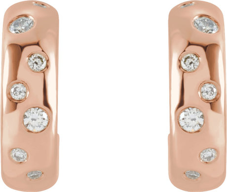 14K Rose 1/10 CTW Natural Diamond Hoop Earrings