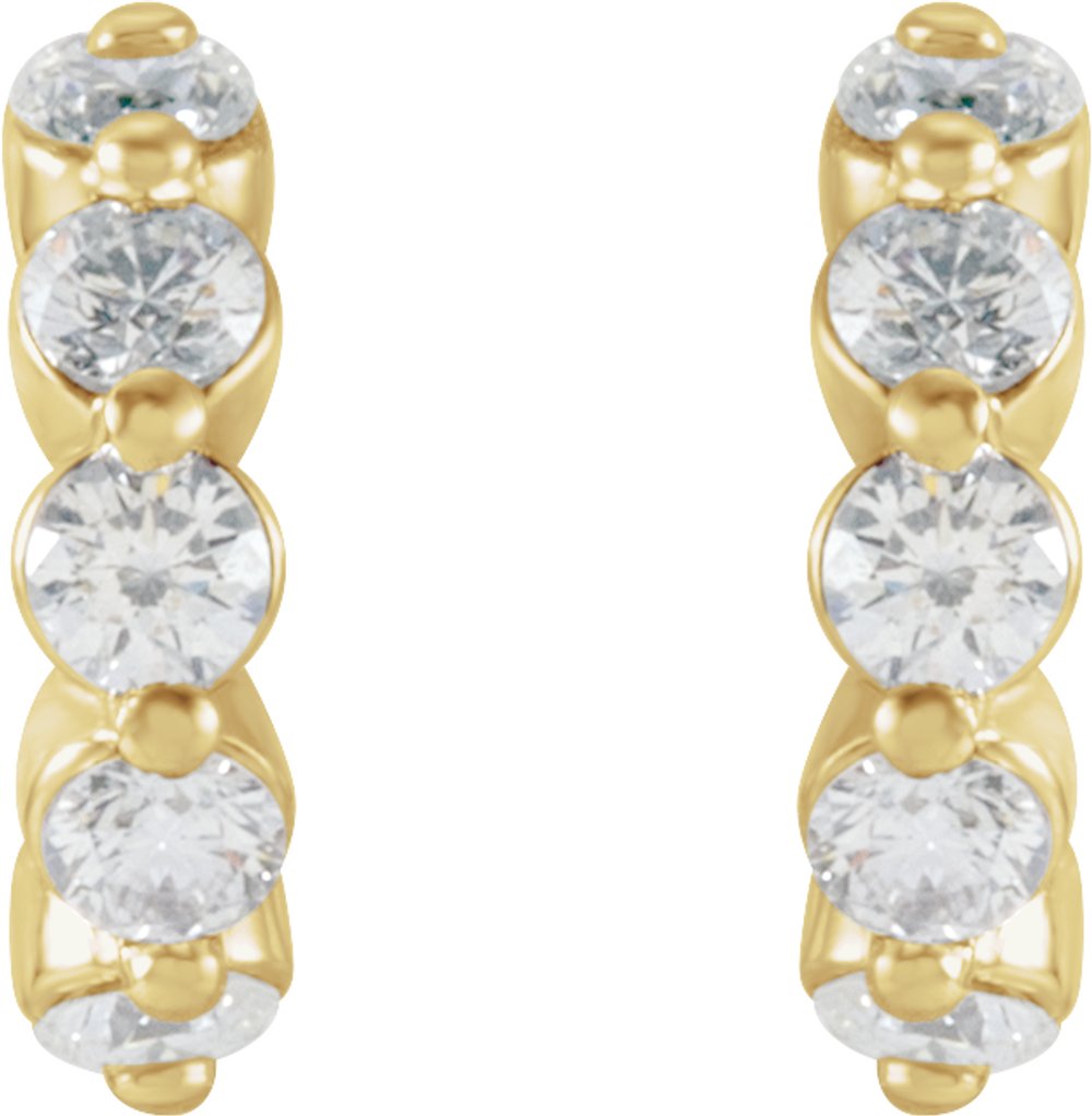 14K Yellow 3/8 CTW Natural Diamond 9.25 mm Hoop Earrings