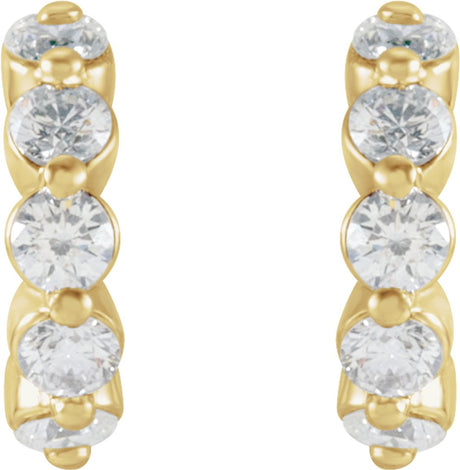 14K Yellow 3/8 CTW Natural Diamond 9.25 mm Hoop Earrings