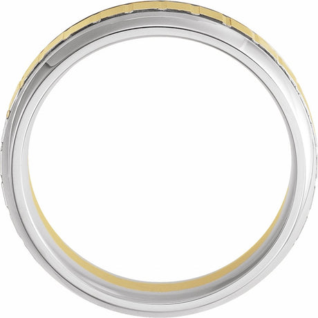 14K Yellow/White 6 mm Grooved Band with Brushed & Polished Finish Size 9