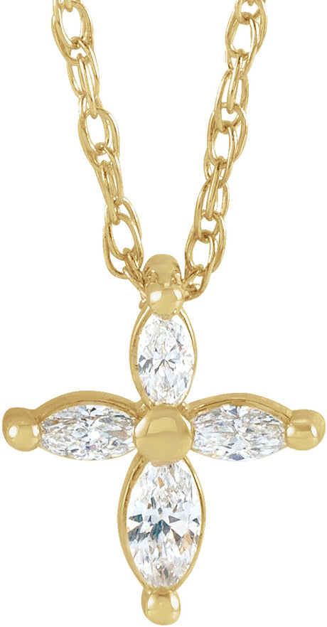 14K Yellow 1/6 CTW Natural Diamond Cross 18" Necklace