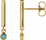 14K Yellow Gold Natural Aquamarine Bar Earrings
