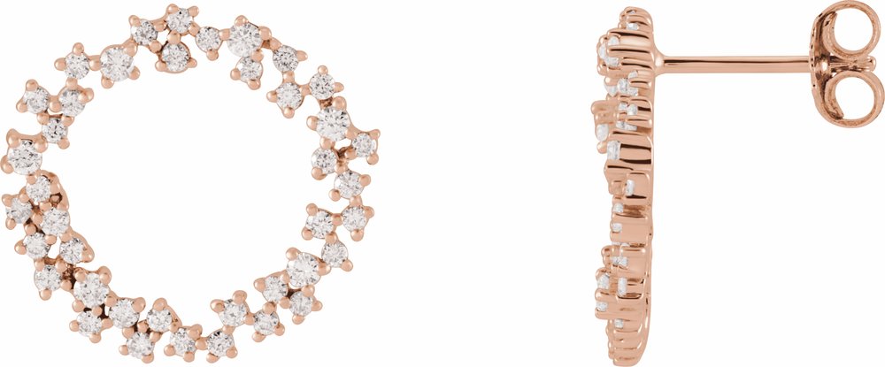 14K Rose Gold 3/4 CTW Natural Diamond Circle Earrings