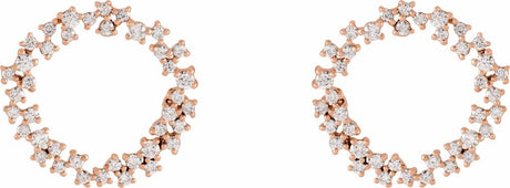 14K Rose 3/4 CTW Natural Diamond Circle Earrings