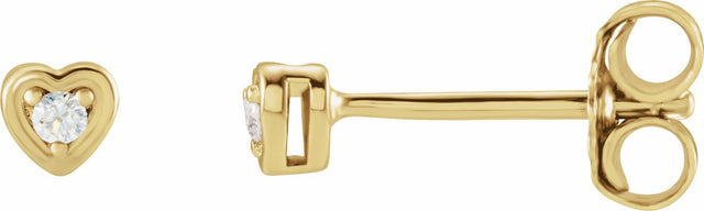 14K Yellow Gold .03 CTW Natural Diamond Youth Heart Earrings