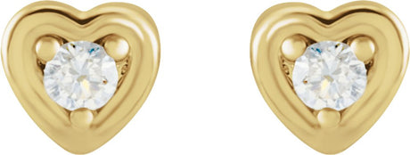 14K Yellow .03 CTW Natural Diamond Youth Heart Earrings