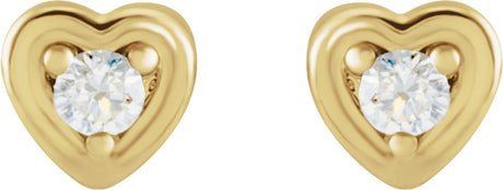 14K Yellow Gold .03 CTW Natural Diamond Youth Heart Earrings