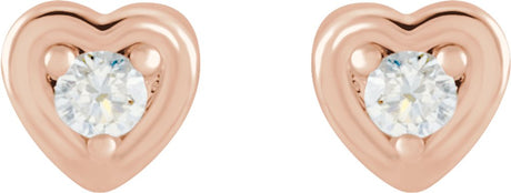 14K Rose .03 CTW Natural Diamond Youth Heart Earrings