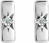14K White .07 CTW Lab-Grown Diamond Bar Earrings
