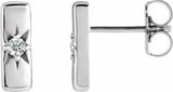 14K White Gold .07 CTW Lab-Grown Diamond Bar Earrings