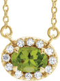 14K Yellow 7x5 mm Natural Peridot & 1/6 CTW Natural Diamond 18" Necklace