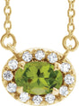 14K Yellow Gold 7x5 mm Natural Peridot & 1/6 CTW Natural Diamond 18" Necklace