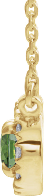 14K Yellow 7x5 mm Natural Peridot & 1/6 CTW Natural Diamond 18" Necklace