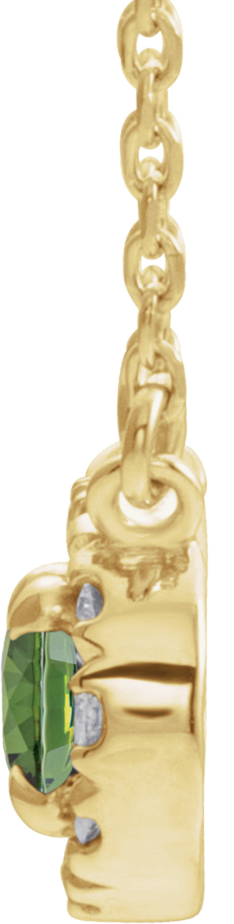 14K Yellow 7x5 mm Natural Peridot & 1/6 CTW Natural Diamond 18" Necklace