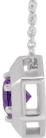 Sterling Silver Natural Amethyst Geometric 16-18" Necklace