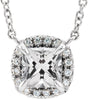 14K White Gold Natural White Sapphire & .05 CTW Natural Diamond 16" Necklace 