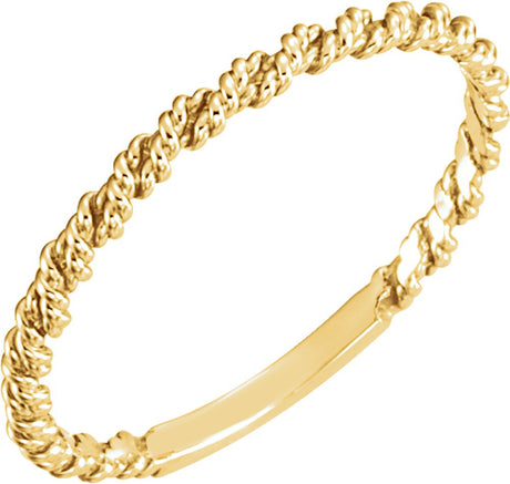 14K Yellow Gold 2 mm Twisted Rope Band