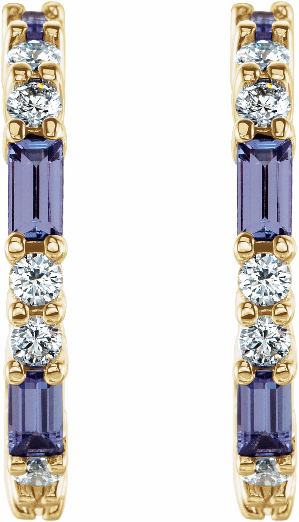 14K Yellow Natural Tanzanite & 1/2 CTW Natural Diamond Earrings