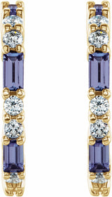 14K Yellow Natural Tanzanite & 1/2 CTW Natural Diamond Earrings