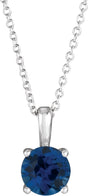 Sterling Silver 4 mm Lab-Grown Blue Sapphire 16-18" Necklace