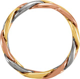 14K Yellow/White/Rose 4.75 mm Hand-Woven Band  Size 7.5