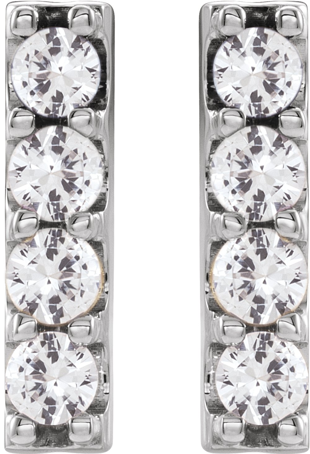 14K White 1/2 CTW Natural Diamond Bar Earrings