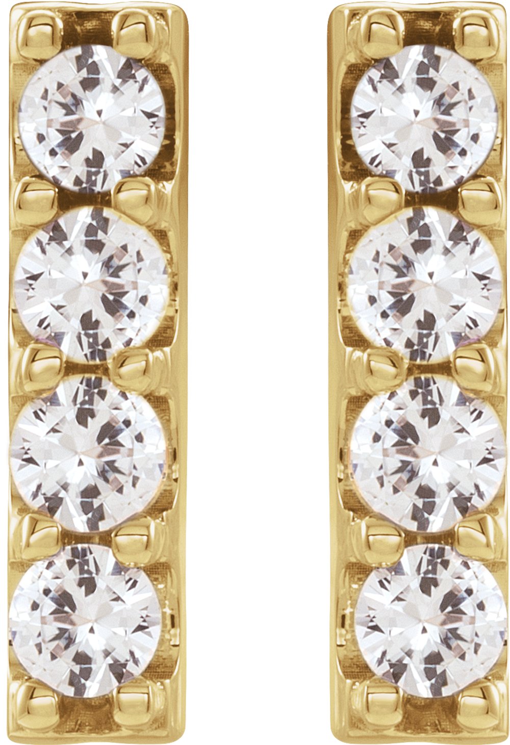 14K Yellow Gold 1/2 CTW Natural Diamond Bar Earrings
