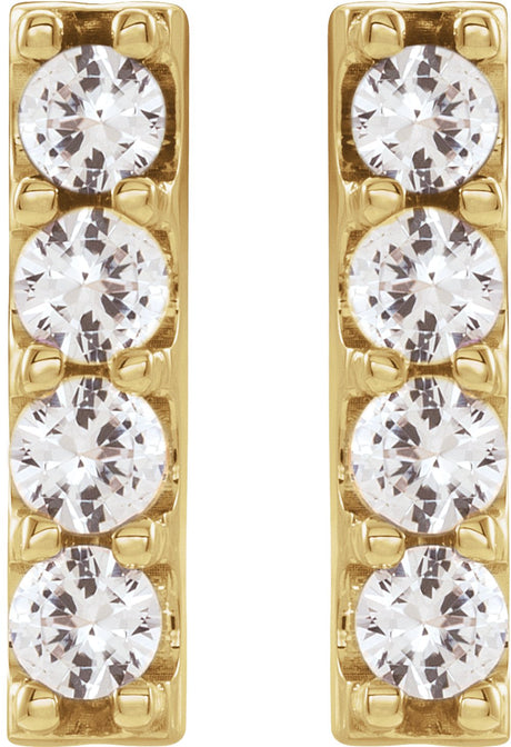 14K Yellow 1/2 CTW Natural Diamond Bar Earrings