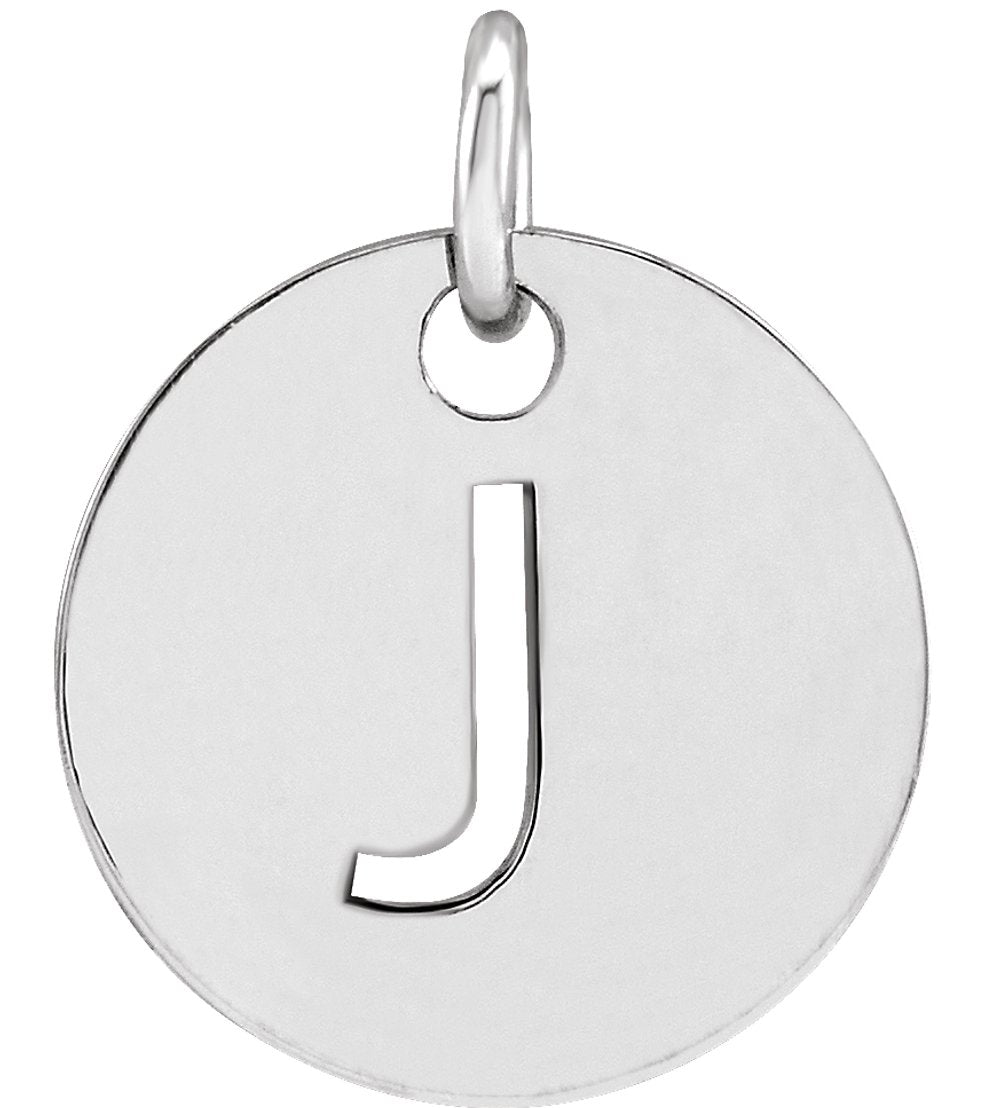 14K White Initial J Pendant