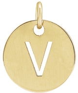 14K Yellow Initial V Pendant