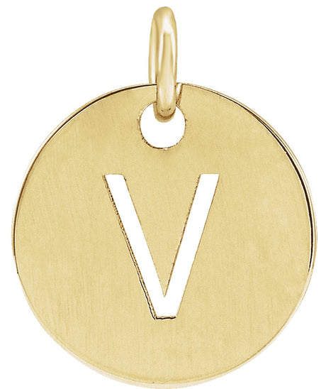 14K Yellow Initial V Pendant