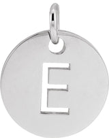 14K White Initial E Pendant