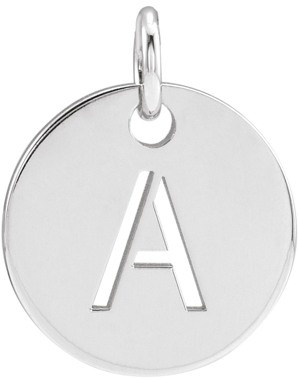 14K White Initial A Pendant