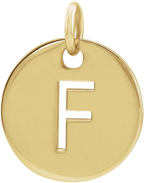 14K Yellow Initial F Pendant